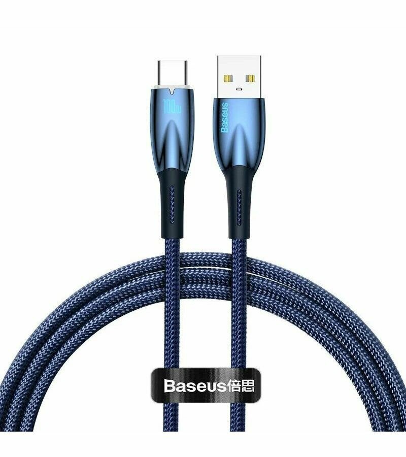 

Кабель Baseus Glimmer Series USB - Type-C, 6 А, 2 м, синий, Glimmer Series