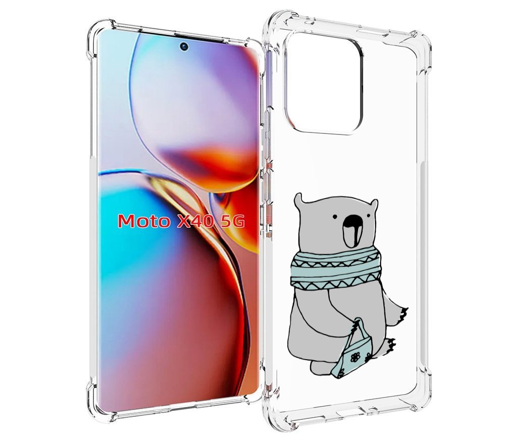 

Чехол MyPads Модный медведь для Motorola Moto X40, Прозрачный, Tocco