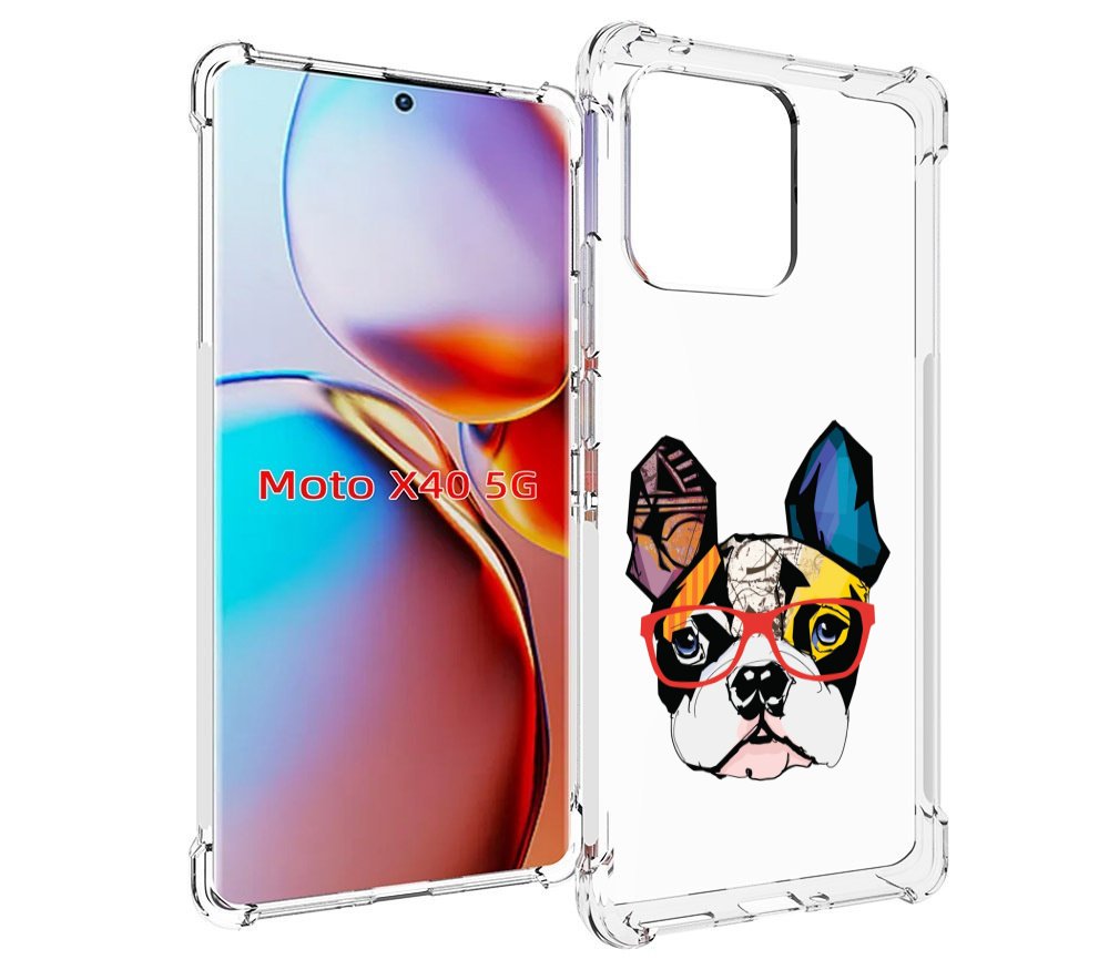 

Чехол MyPads Мопс-в-очках для Motorola Moto X40, Прозрачный, Tocco