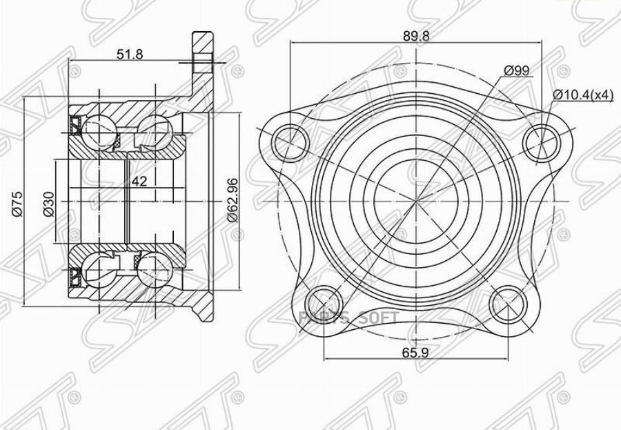 

Полуступица Задняя Toyota Camry V10/Scepter 10/Windom 10 92-03 Sat арт. ST-42409-33020