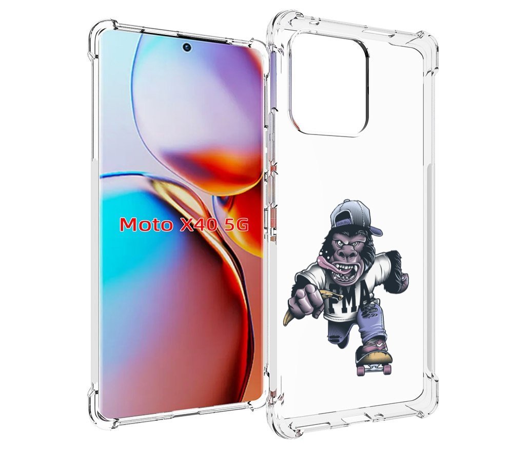 

Чехол MyPads Обезьяна на скейте для Motorola Moto X40, Прозрачный, Tocco