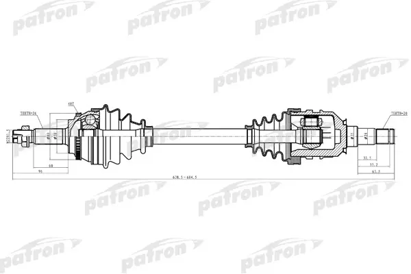 

Полуось лев PONTIAC: VIBE 03-06 \ TOYOTA: MATRIX 03-06, PRIUS 03-06 AWD PATRON PDS6235