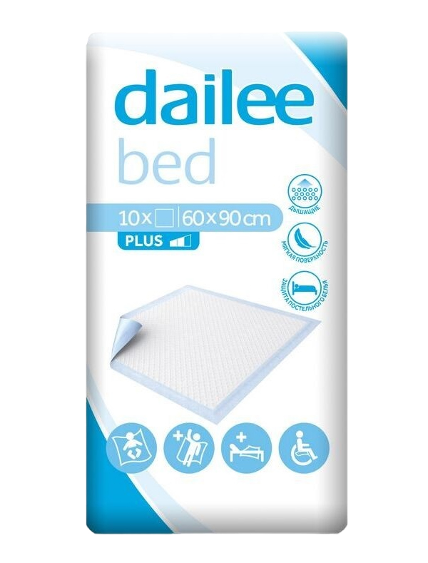 Одноразовые впитывающие пеленки Dailee Bed, 60x60 см, 10 шт.