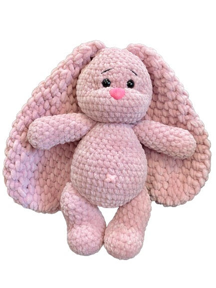 

Вязанная игрушка ручной работы Заяц (Розовый) (25 см)