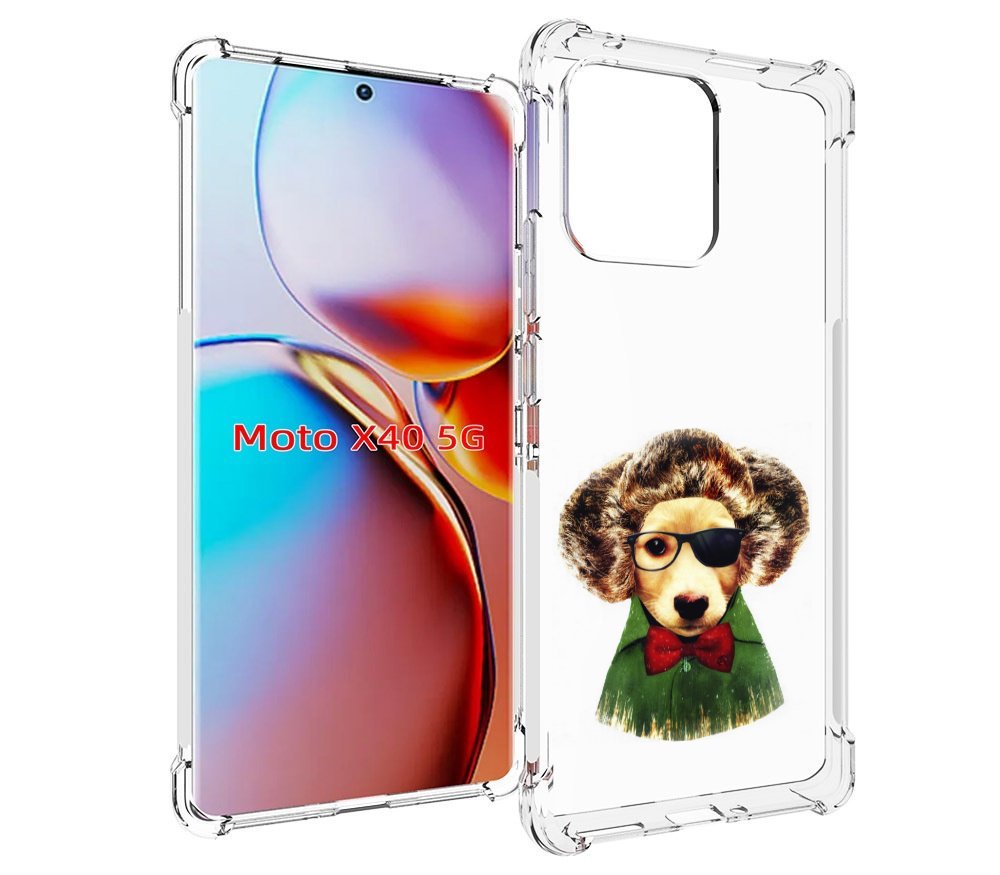 

Чехол MyPads Пес в бабочке для Motorola Moto X40, Прозрачный, Tocco