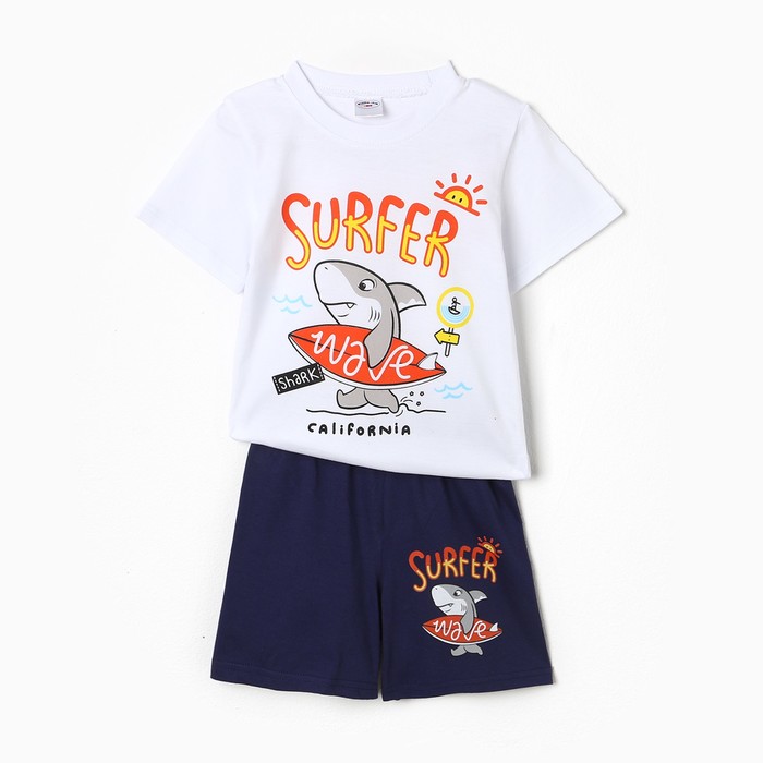 Комплект (футболка, шорты) для мальчика, цвет белый, рост 92 см