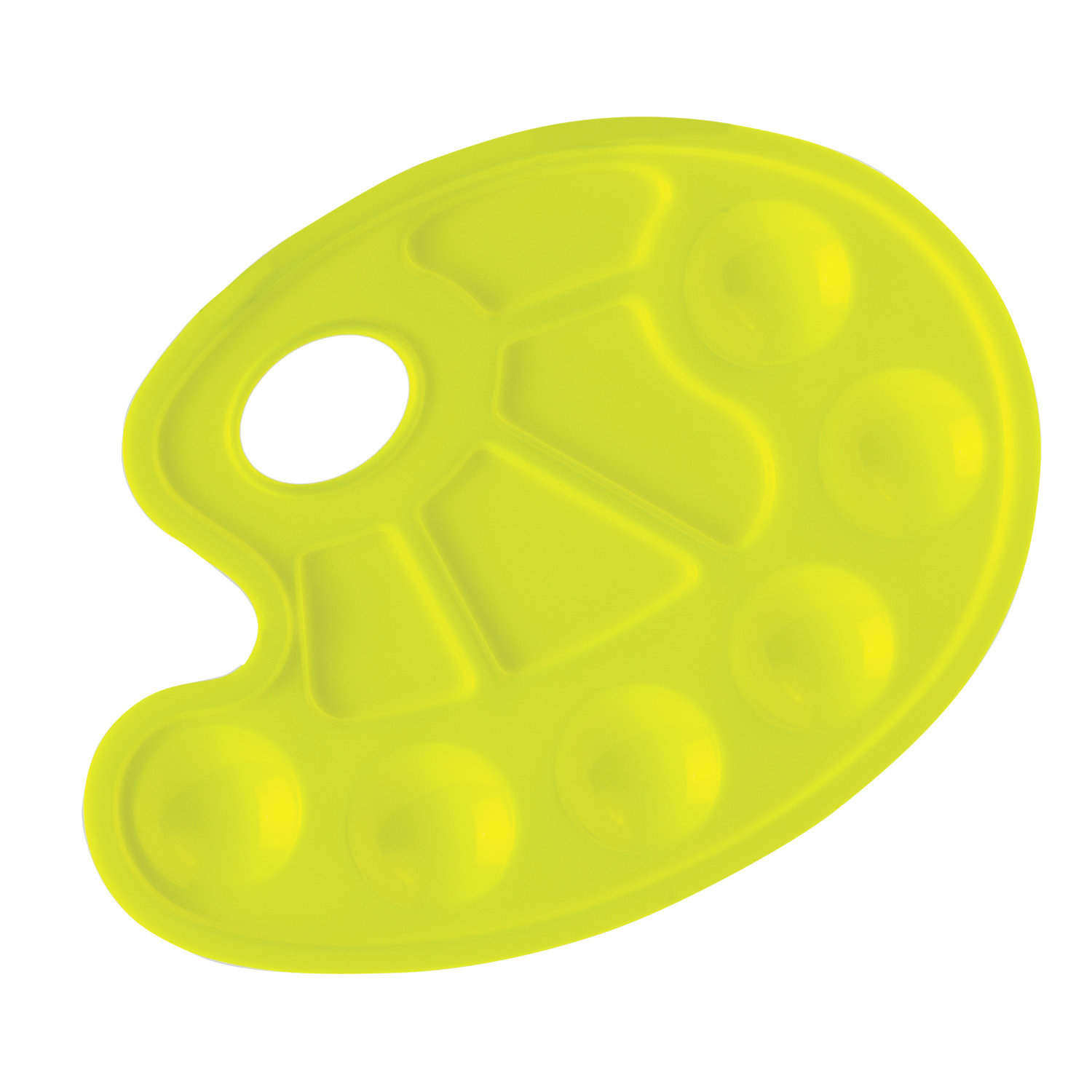 фото Палитра для рисования юнландия желтая овальная 6 ячеек для красок и 4 длясмешивания 227807