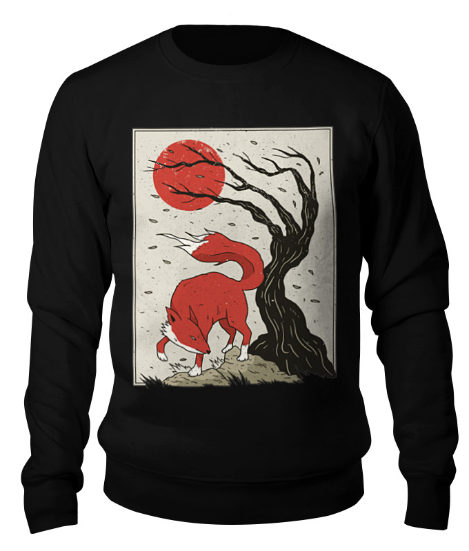 

Свитшот унисекс Printio Fox and sun черный XL, Fox and sun