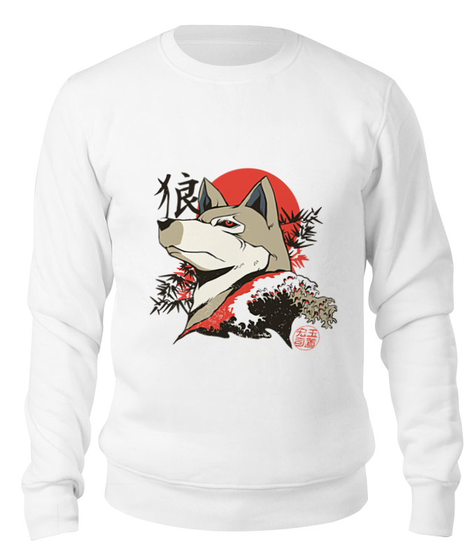 

Свитшот унисекс Printio Japanese wolf белый XL, Japanese wolf