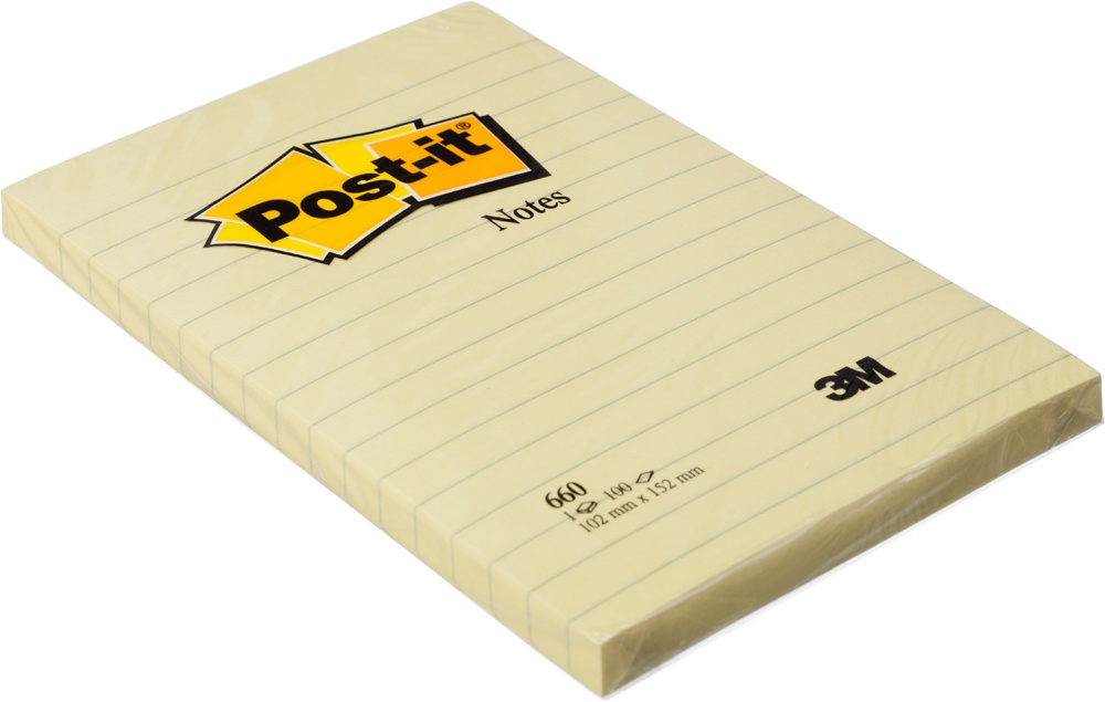 

Post-it 102*152 мм, желтая в линию, 100 листов