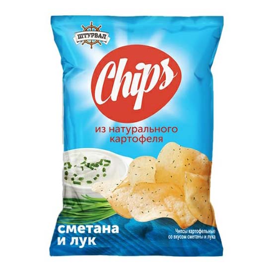Чипсы Штурвал Chips со вкусом сметаны и лука 70 г