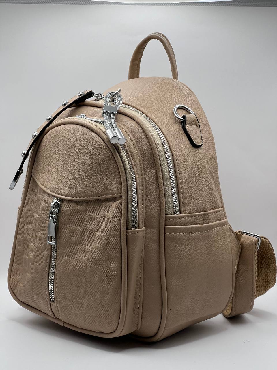 Сумка-рюкзак женская SunGold Р-80101 бежевая, 27х22х12 см
