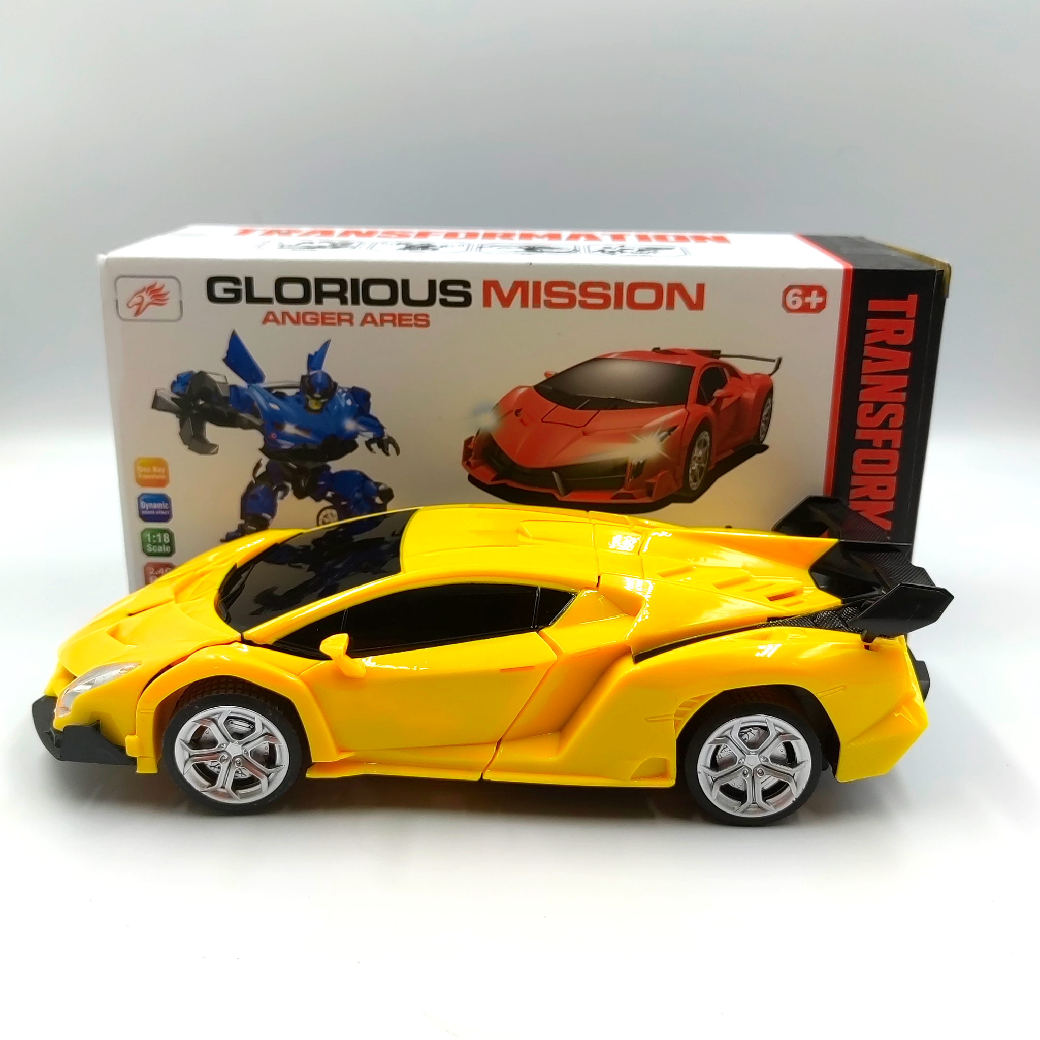 

Игрушечный спортивный автомобиль трансформер на радиоуправлении, желтый 1330000010