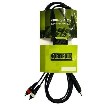 фото Кабель аудио 1xmini jack - 2xrca nordfolk yc028 3m