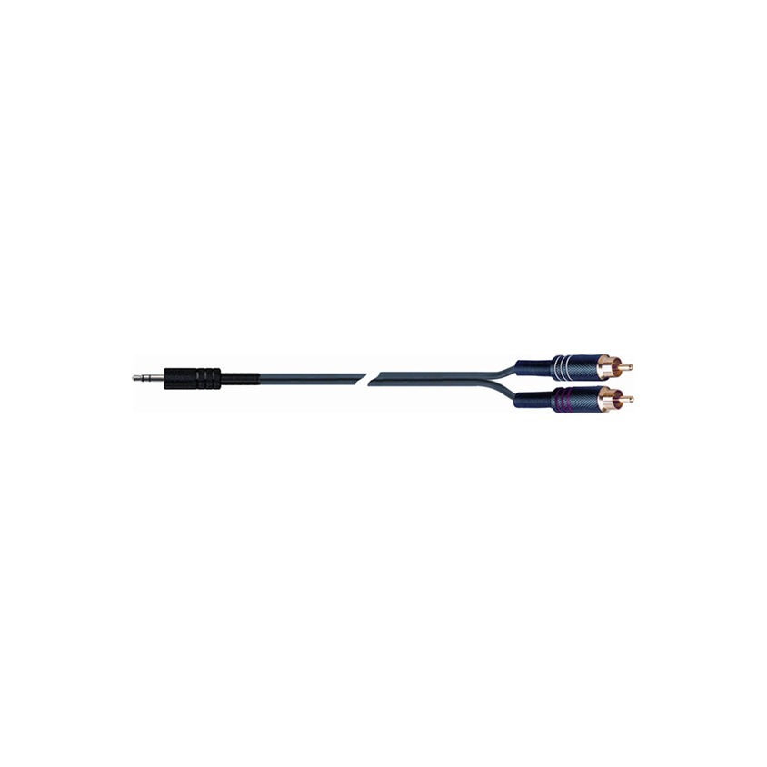 фото Кабель аудио 1xmini jack - 2xrca quik lok str612-3 bk 3.0m