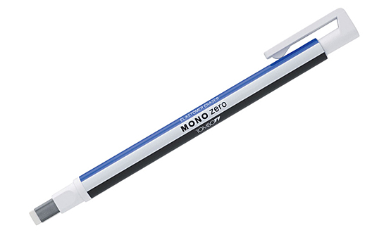 

Ластик-ручка Tombow Mono Zero Eraser прямоугольный наконечник, бело-сине-черный, 2,5х5 мм
