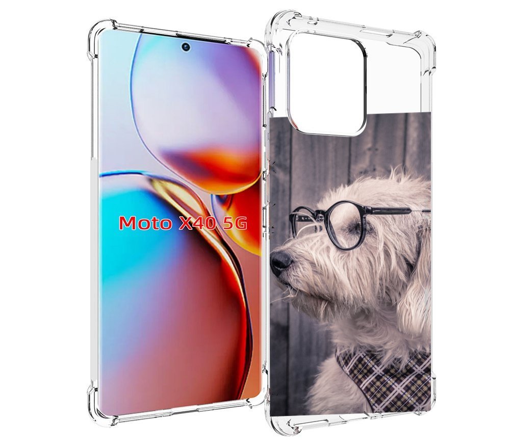

Чехол MyPads Собака-в-очках для Motorola Moto X40, Прозрачный, Tocco