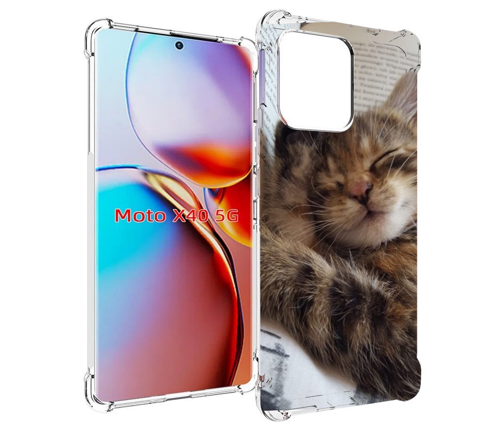 

Чехол MyPads Спящий-котенок для Motorola Moto X40, Прозрачный, Tocco