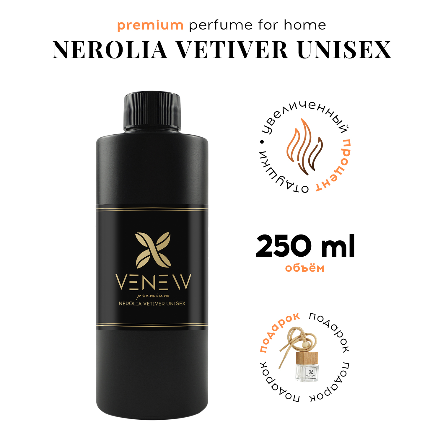 Наполнитель для диффузора, рефил VENEW Nerolia vetiver unisex, 250 мл