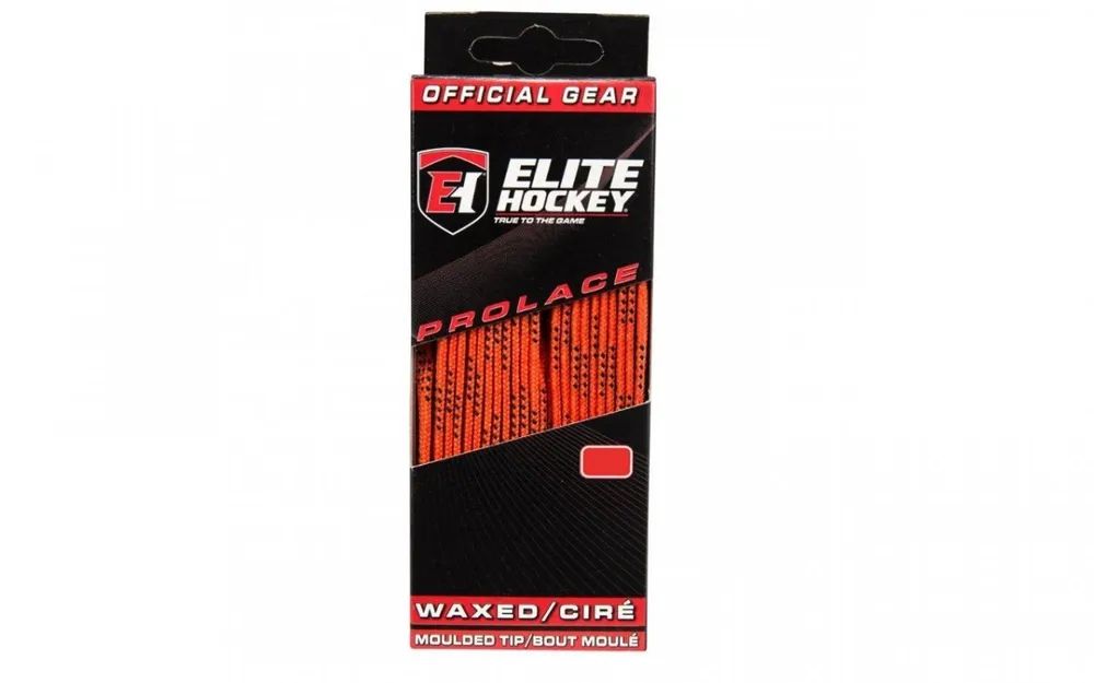 фото Шнурки хоккейные mad guy с пропиткой elite (оранжевый-черный) - 180 см