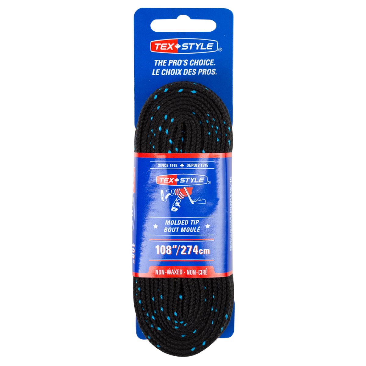 фото Шнурки хоккейные texstyle 1850 с пропиткой (черный-синий)-244 см tex style