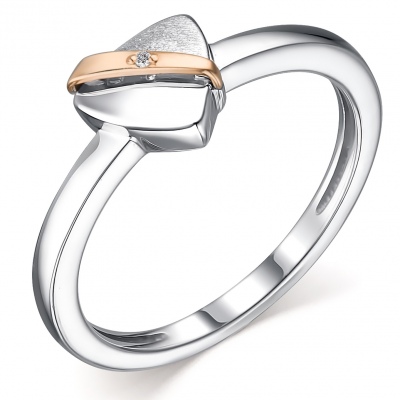 

Кольцо с 1 бриллиантом из серебра и золота р. 18,5 Алкор серебро 01-2302_000Б-00, 01-2302_000Б-00