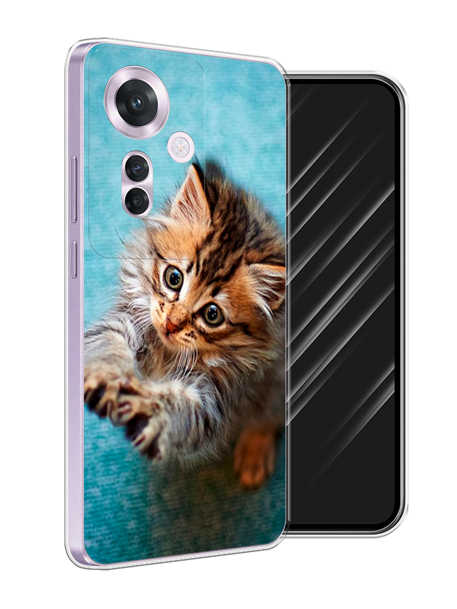 

Чехол Awog на Oppo Reno 11F "Котенок просит есть", Бирюзовый;коричневый;белый, 2516650-1