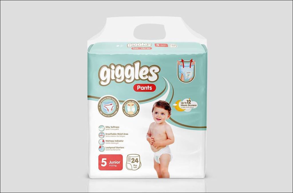 Подгузники детские Giggles, размер Junior 11-25 kg. 24 шт. трусики