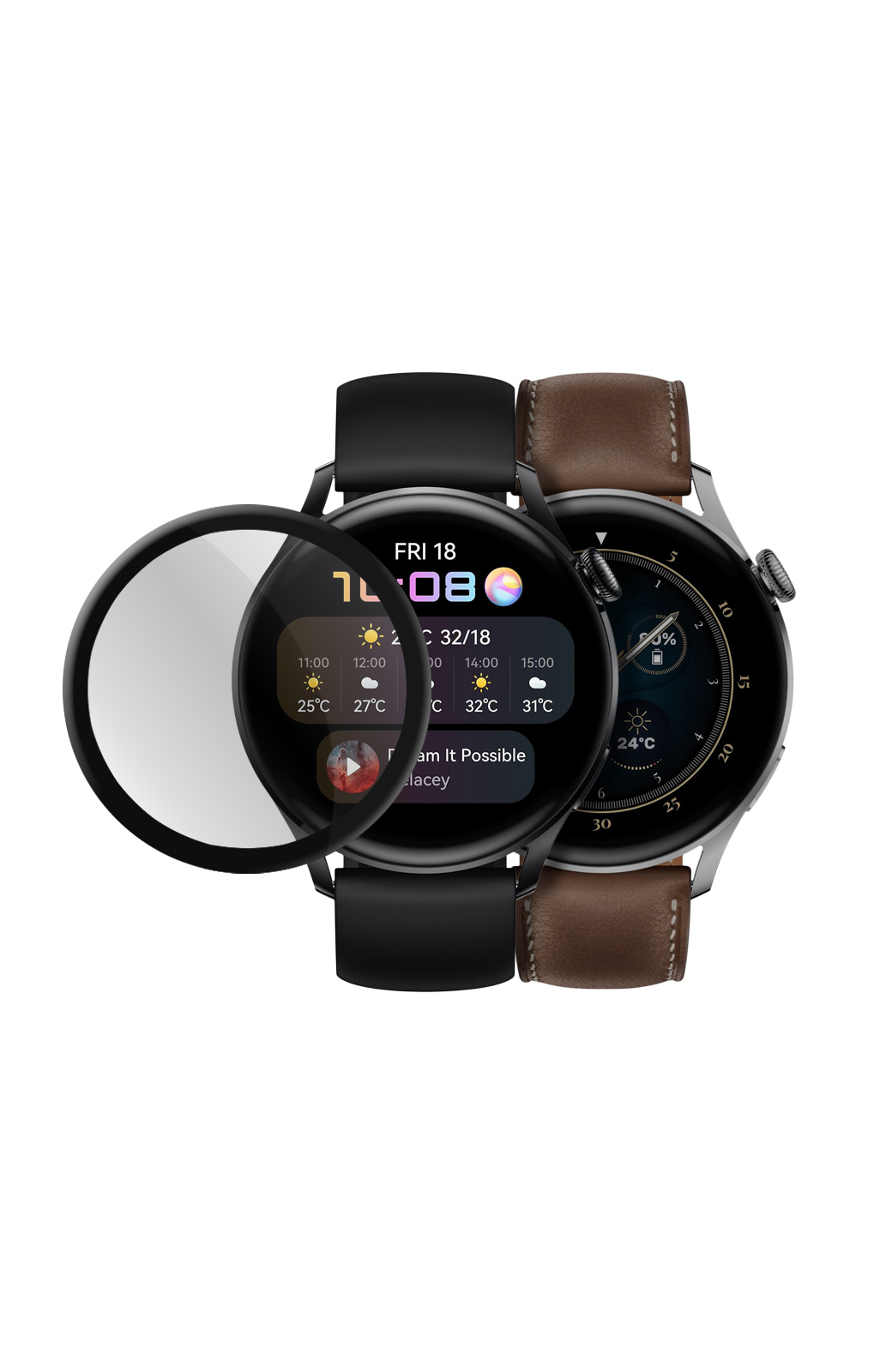 фото Гибридное стекло mobius для смарт-часов huawei watch 3 3d full cover (46 мм)4232-500