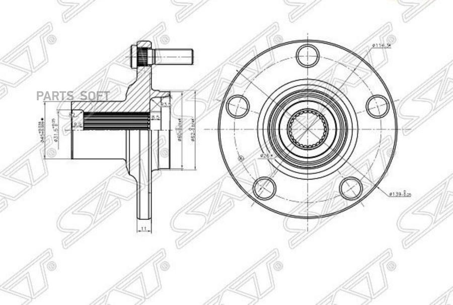 

SAT ST-43502-28090 Ступица перед TOYOTA CAMRY/HARRIER/HIGHLANDER/KLUFER 01- 1шт