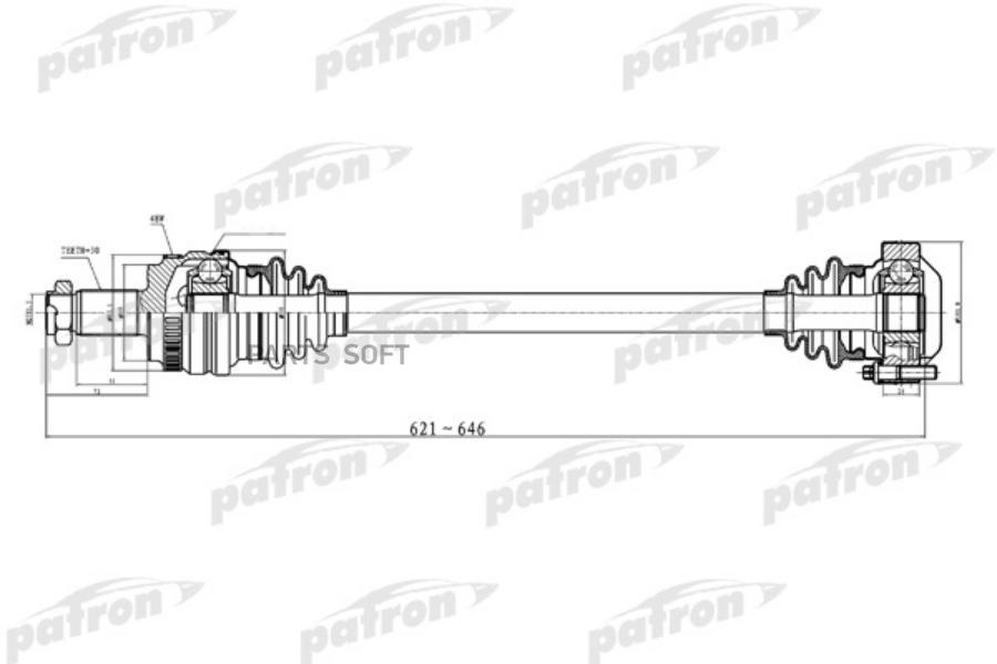 Полуось задняя левая 30x645x69 ABS: 48T BMW: X3 04- PATRON PDS0237