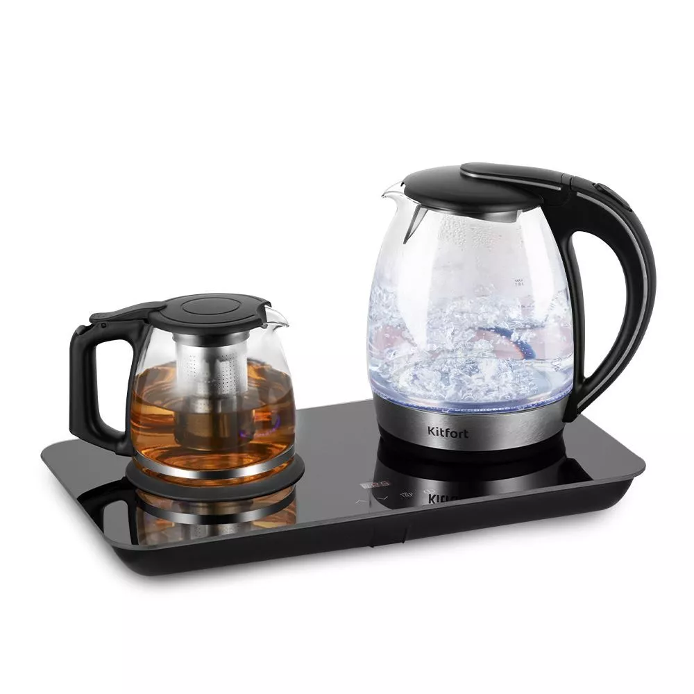 

Чайник электрический Kitfort КТ-6609 1.7 л прозрачный, черный, КТ-6609