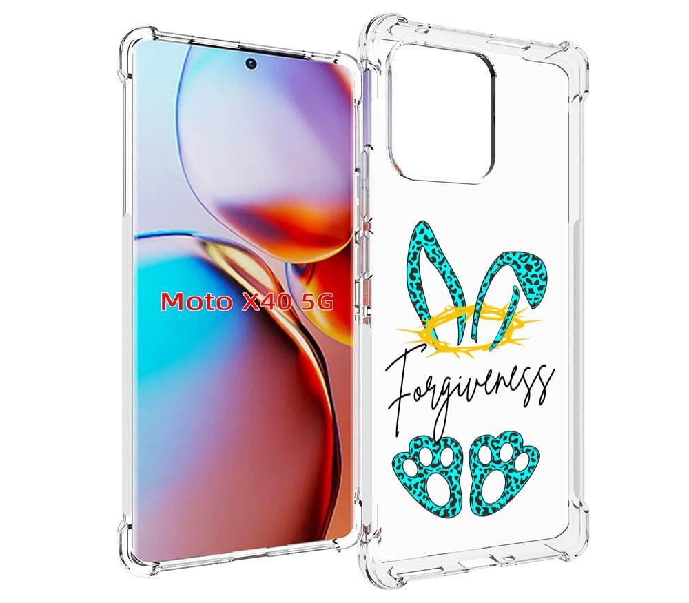 

Чехол MyPads бирюзовое лапки и ушки женский для Motorola Moto X40, Прозрачный, Tocco