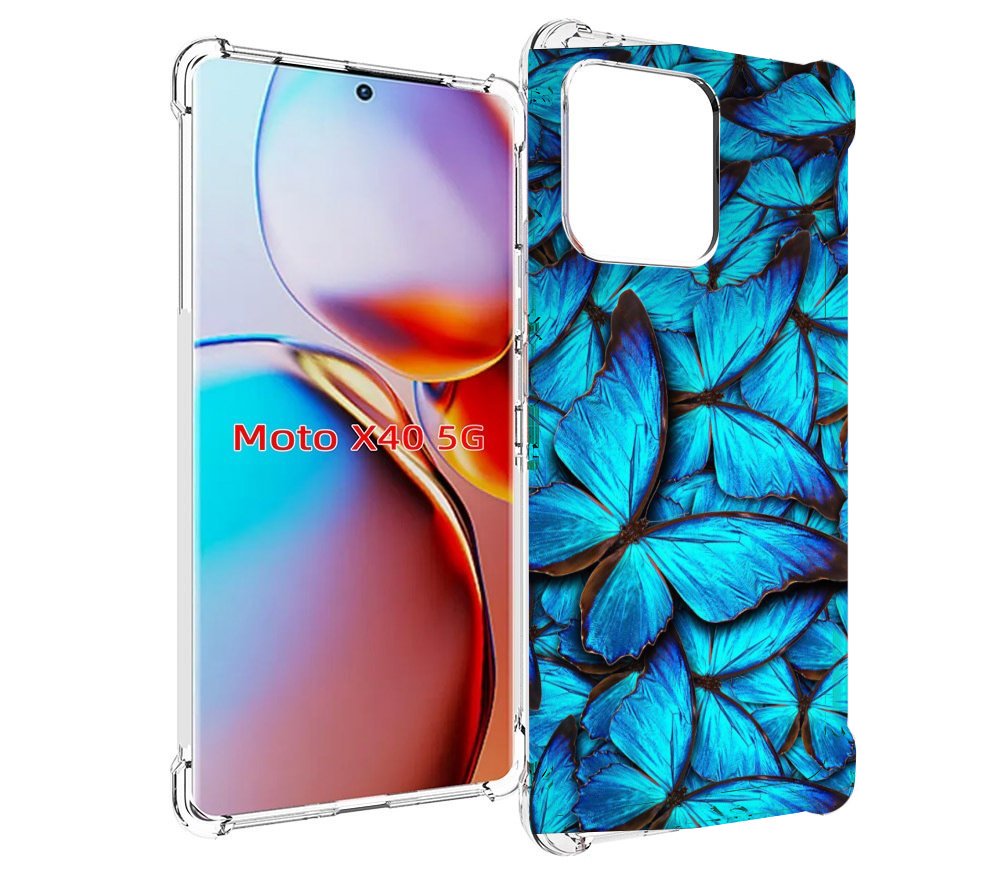 

Чехол MyPads бирюзовые бабочки для Motorola Moto X40, Прозрачный, Tocco