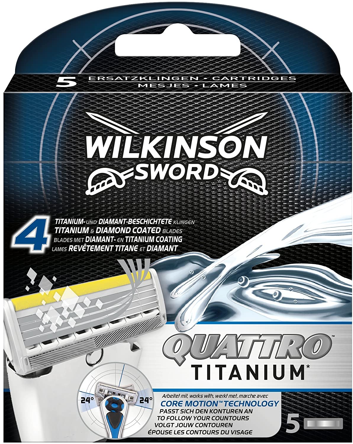 Сменные кассеты для станка Quattro 5 шт. Wilkinson Sword Schick Titanium Core Motion сменные кассеты для женского станка complete wilkinson sword intuition complete 6 шт