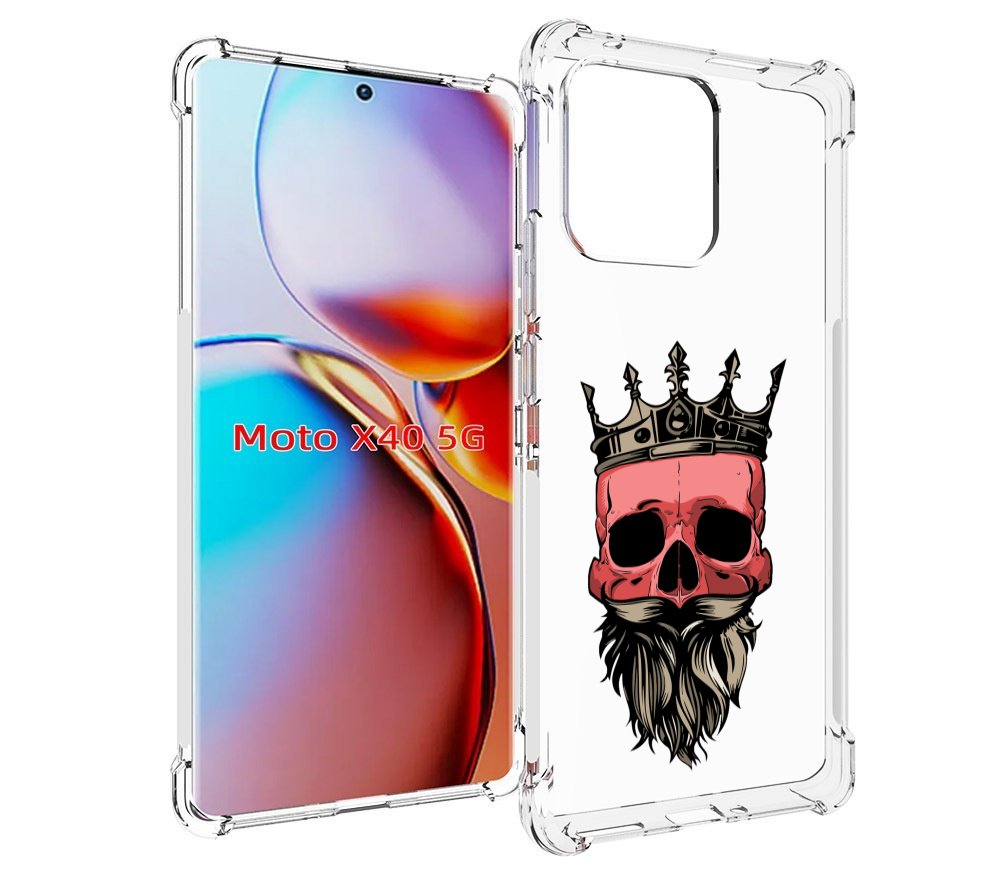 

Чехол MyPads бородатый красный череп мужской для Motorola Moto X40, Прозрачный, Tocco