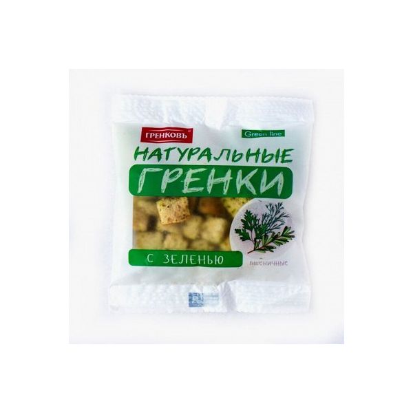 

Гренки пшеничные Гренковъ порционные с зеленью 75 г
