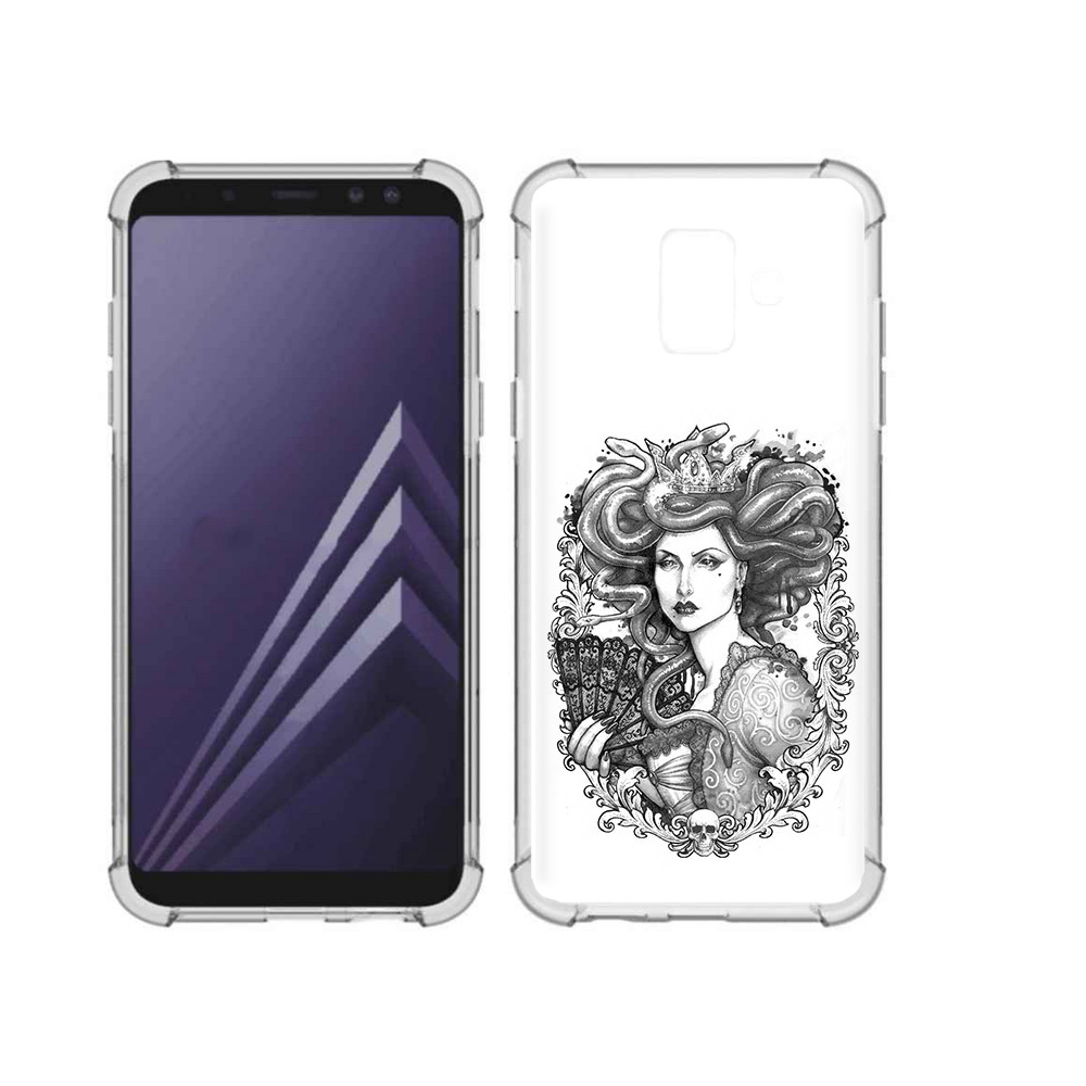 

Чехол MyPads Tocco для Samsung Galaxy A6 (2018) медуза черно белый (PT111558.582.472), Прозрачный, Tocco