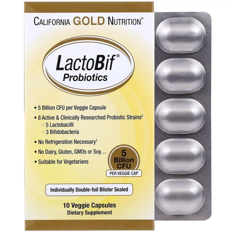 фото Пробиотики california gold nutrition, lactobif, 5 млрд кое, 10 капсул