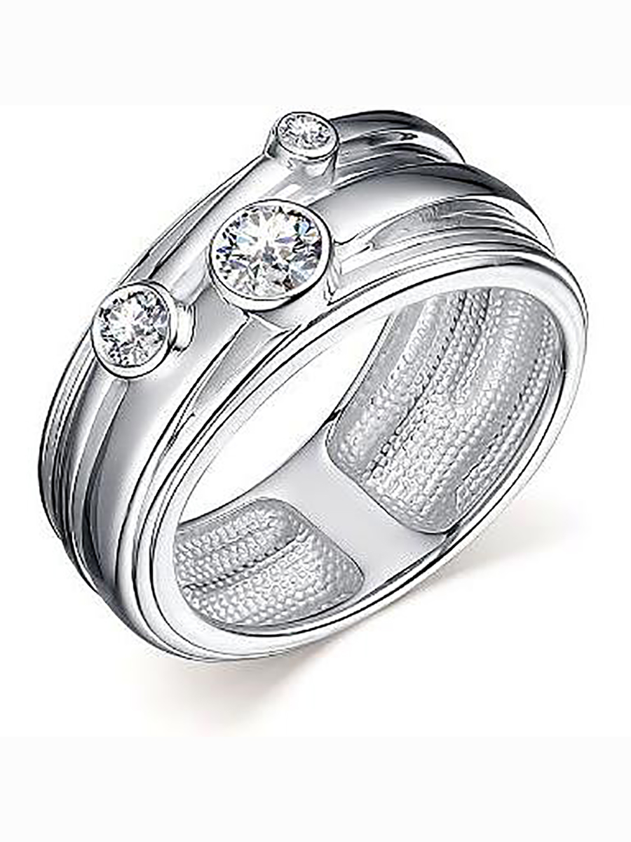 фото Кольцо с 3 кристаллами swarovski из серебра р. 17,5 алкор серебро 01-2465_00св-00 алькор