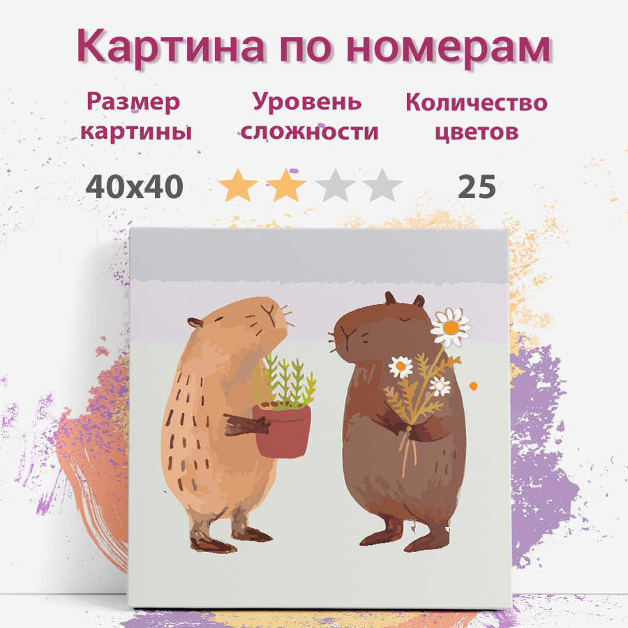 

Картина по номерам Раскрасим сами Капибары на подрамнике 40х40 см, Капибара