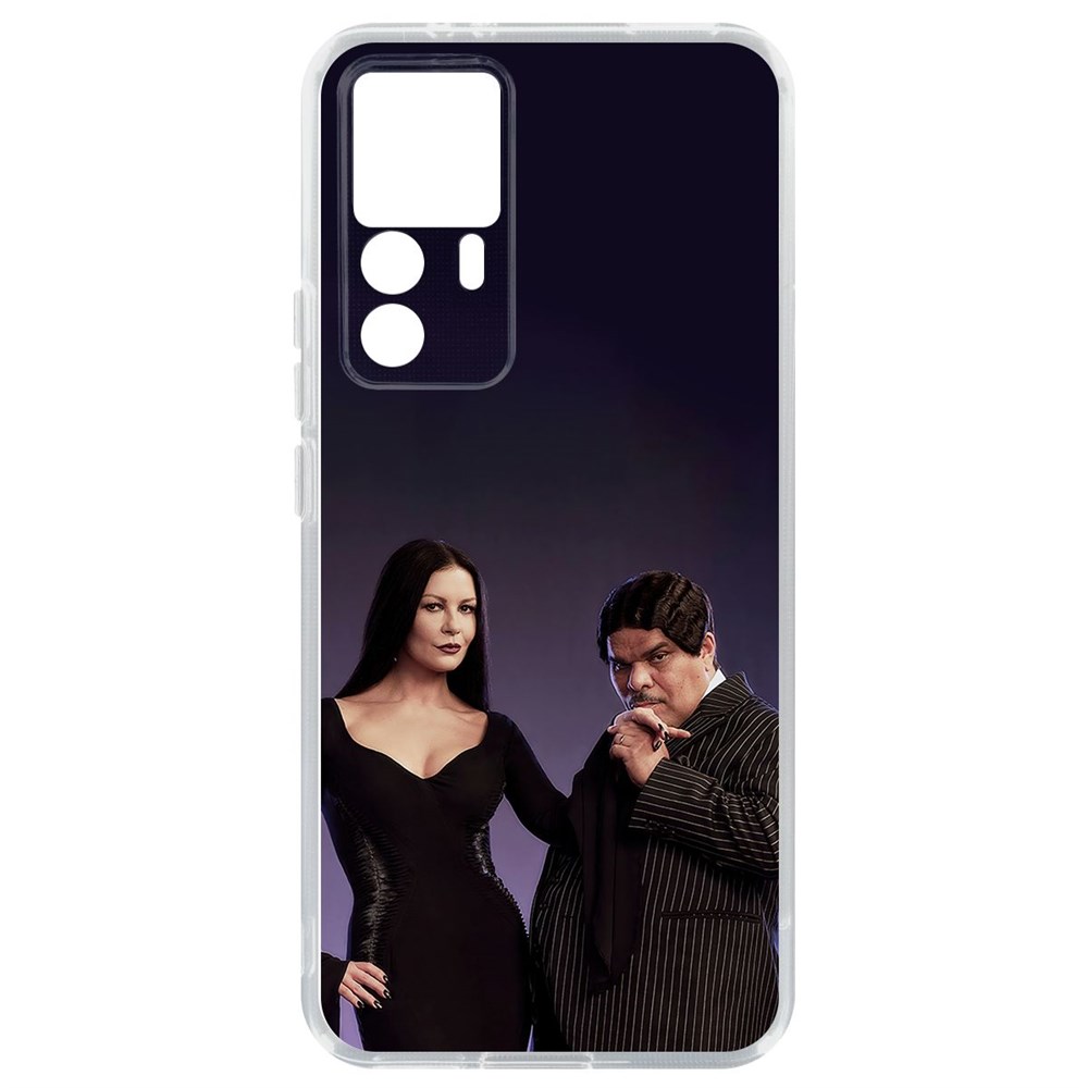 

Чехол-накладка Кейс Уэнсдей Аддамс - Мортиша и Гомес для Xiaomi 12T, Прозрачный