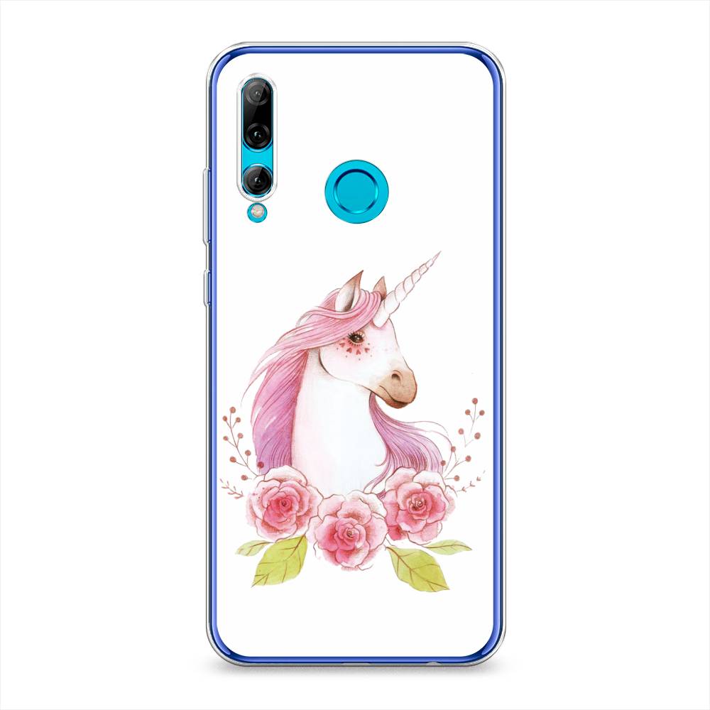 

Чехол на Honor 10i "Единорог цветы", Белый;розовый;серый, 69250-1