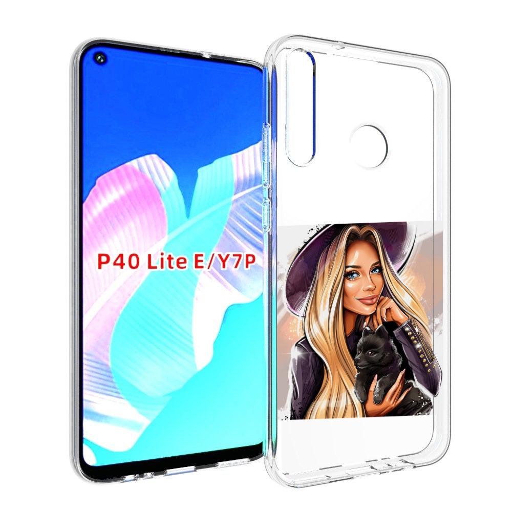 Чехол бампер MyPads девушка-с-черным-щенком женский для Huawei P