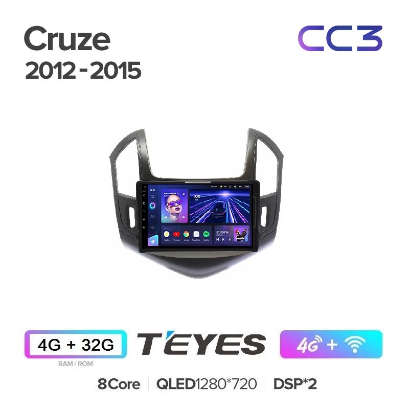 

Магнитола Teyes CC3 4/32 Chevrolet Cruze 2012-2015 черная рамка, CC3