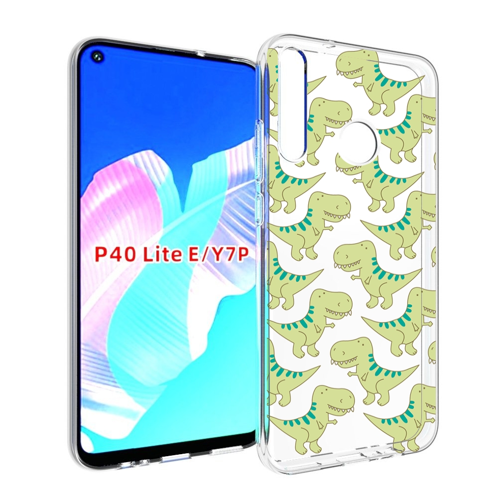 

Чехол бампер MyPads зеленые-динозаврики для Huawei P40 Lite E, Прозрачный, Tocco