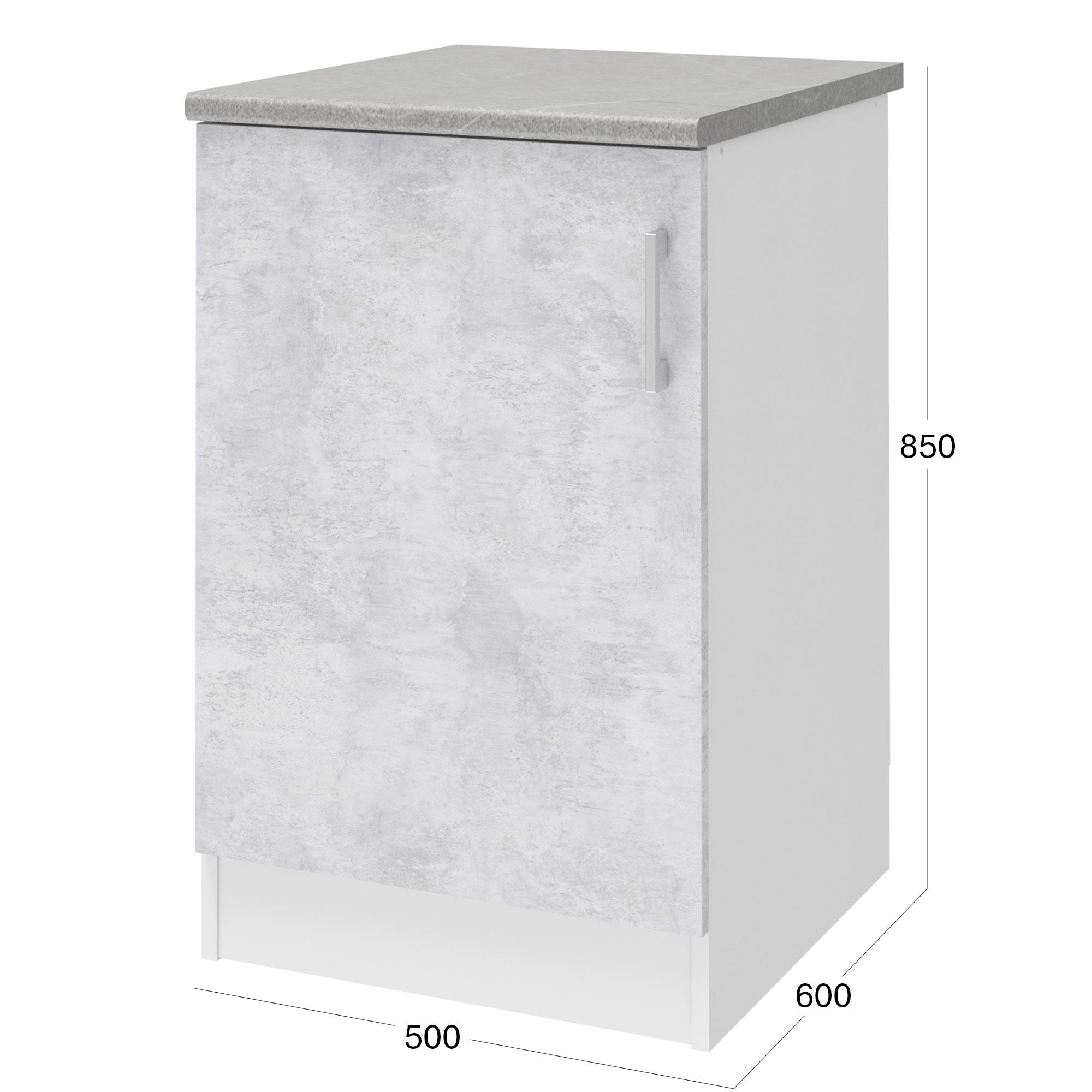 фото Кухонный модуль напольный beneli уют, белый/бетон, 50х60х85см