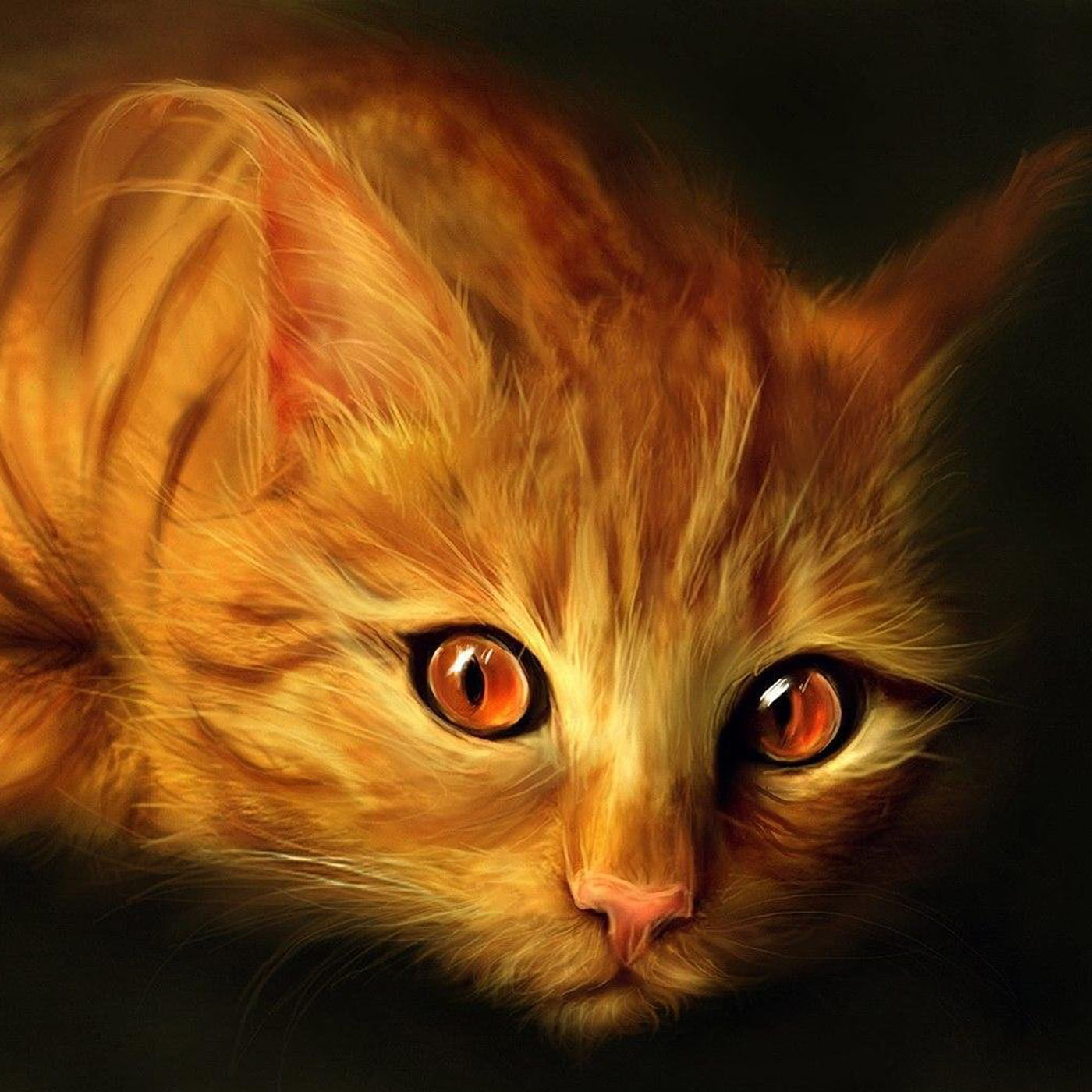 Нарисованный рыжий кот
