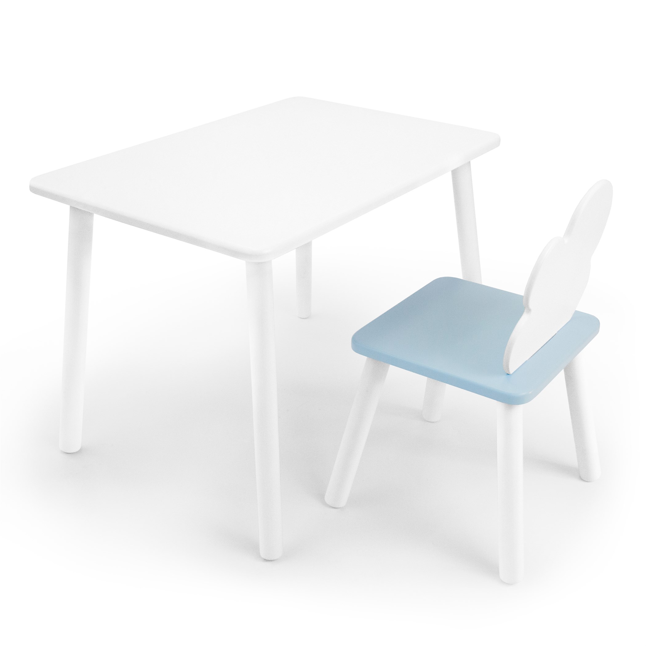 фото Детский комплект стол и стул облачко rolti baby белый/голубой, массив березы/мдф 89585