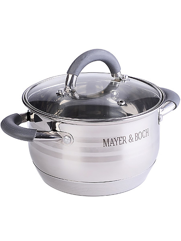 

Кастрюля с крышкой индукция Mayer&Boch стальная 2,1л 30942, Серый, 3094